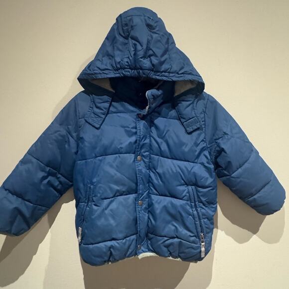 Mini Boden Blue Puffer Jacket w/ detachable hood size 5-6yr - Picture 1 of 9